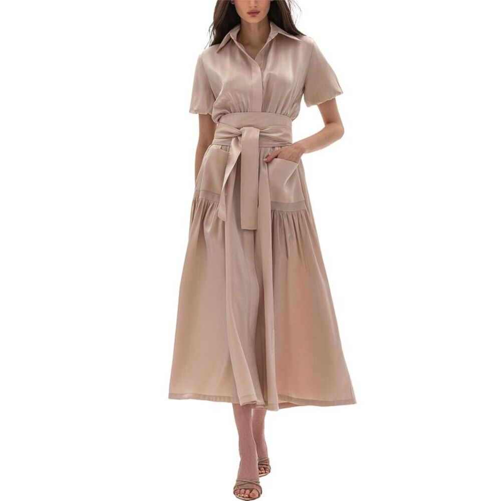 Bgl Womens  Shirt Dress, Beige